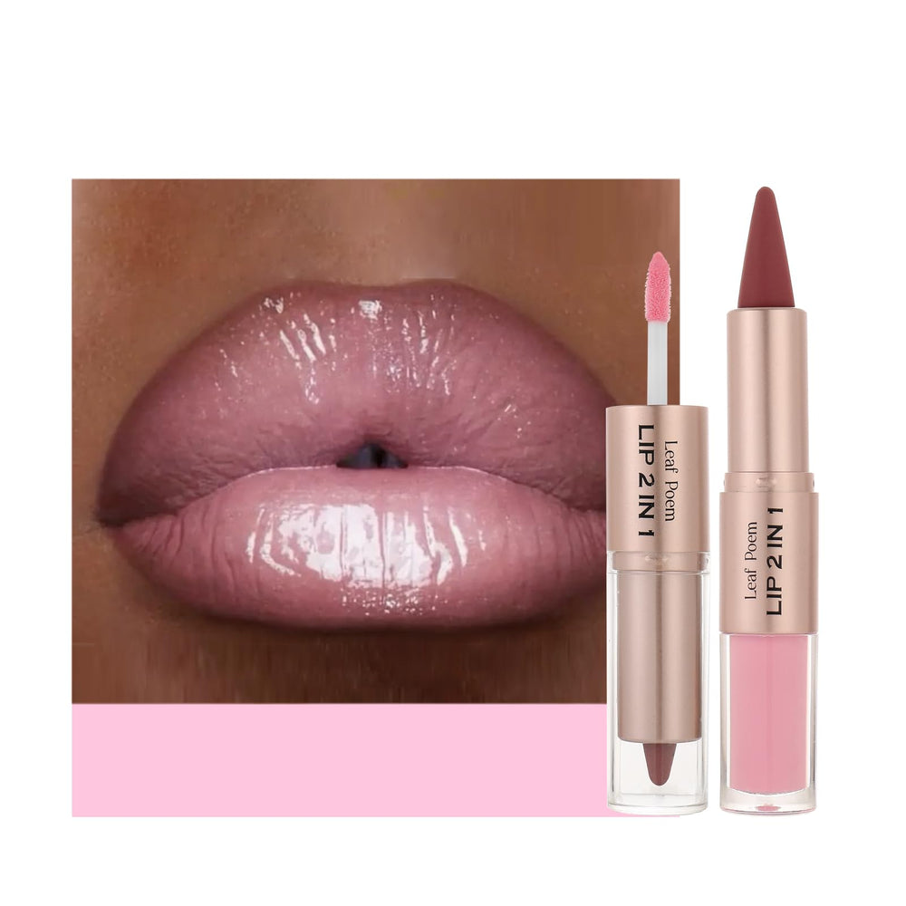 BAISEN DIARY double-ended lip duo front view showing liner and gloss benefits