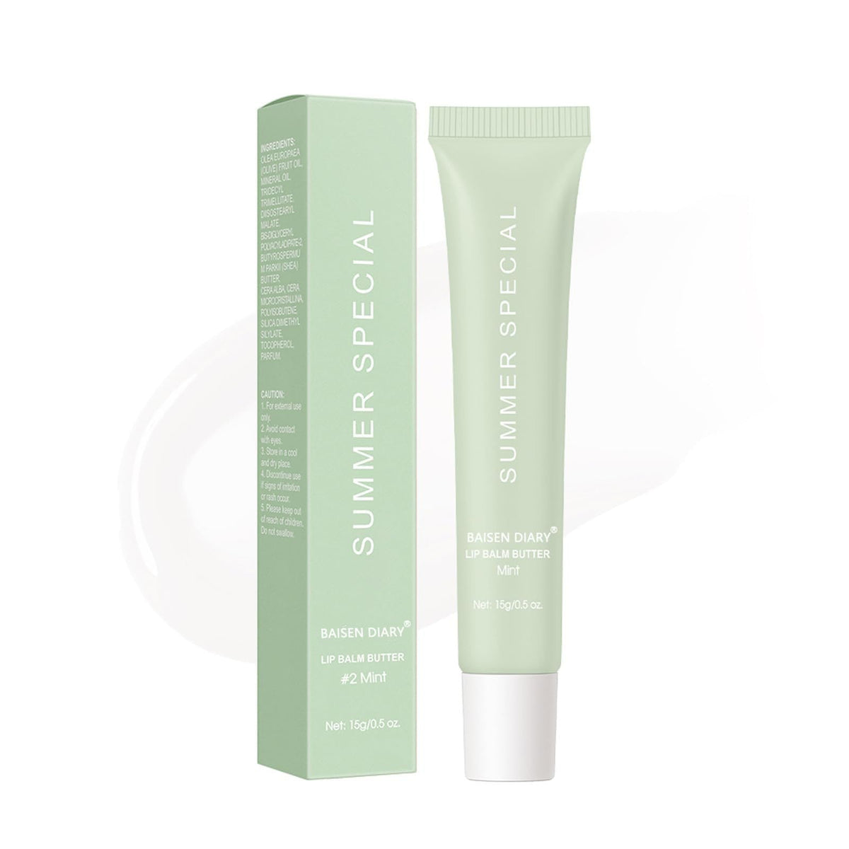 BAISEN DIARY front packaging showing mint balm and clear branding for easy selection