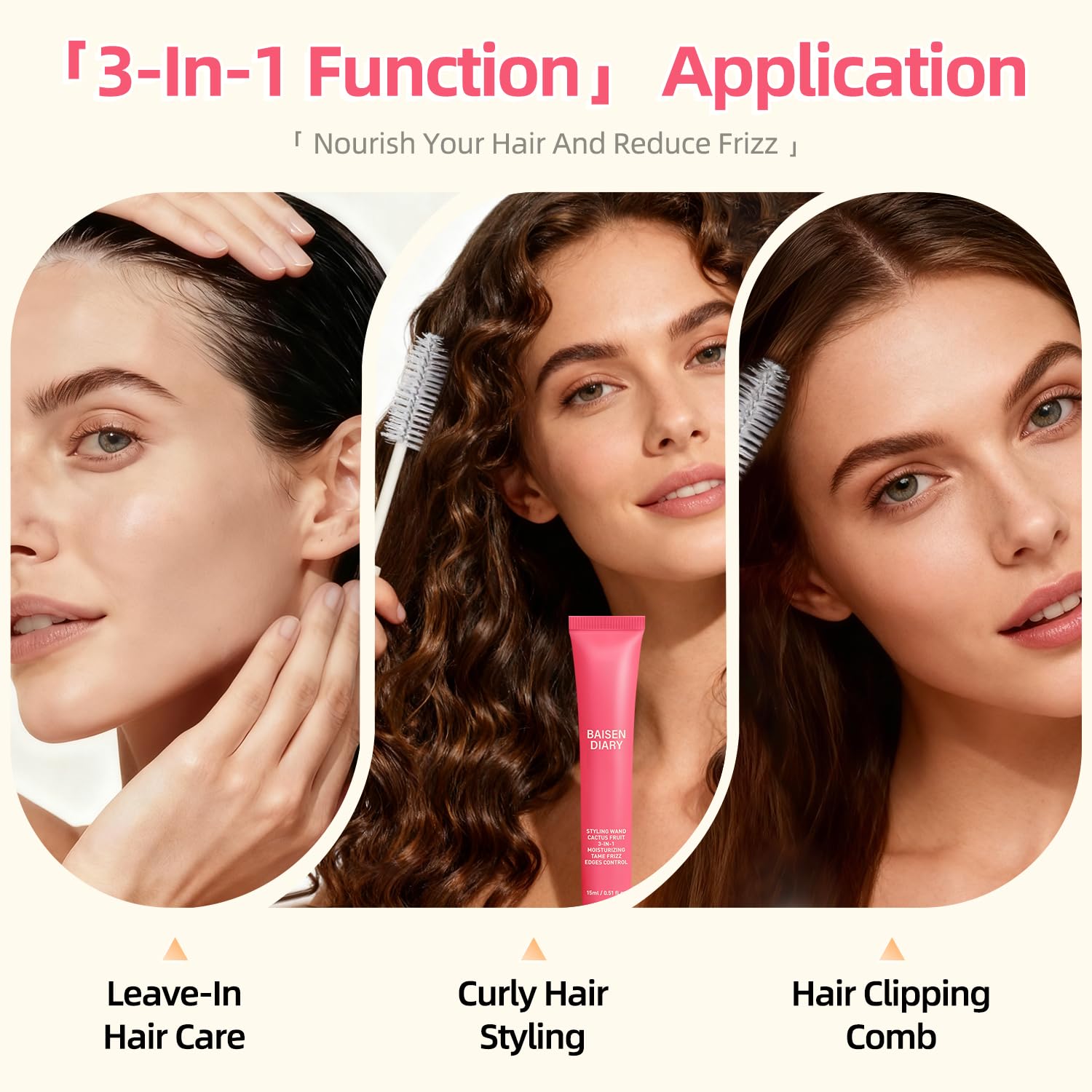 BAISEN DIARY styling wand held in hand to show compact, travel-friendly size