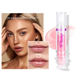 BAISEN DIARY lifestyle image of model wearing lip oil for hydrated look