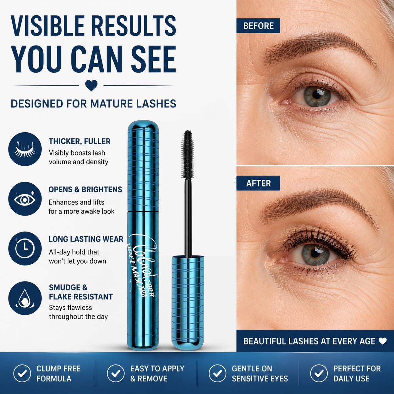 BAISEN DIARY mascara texture swipe showing smooth, buildable pigmentation
