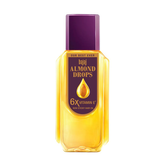 Close-up of Bajaj Almond Drops bottle neck and cap highlighting non-sticky pour