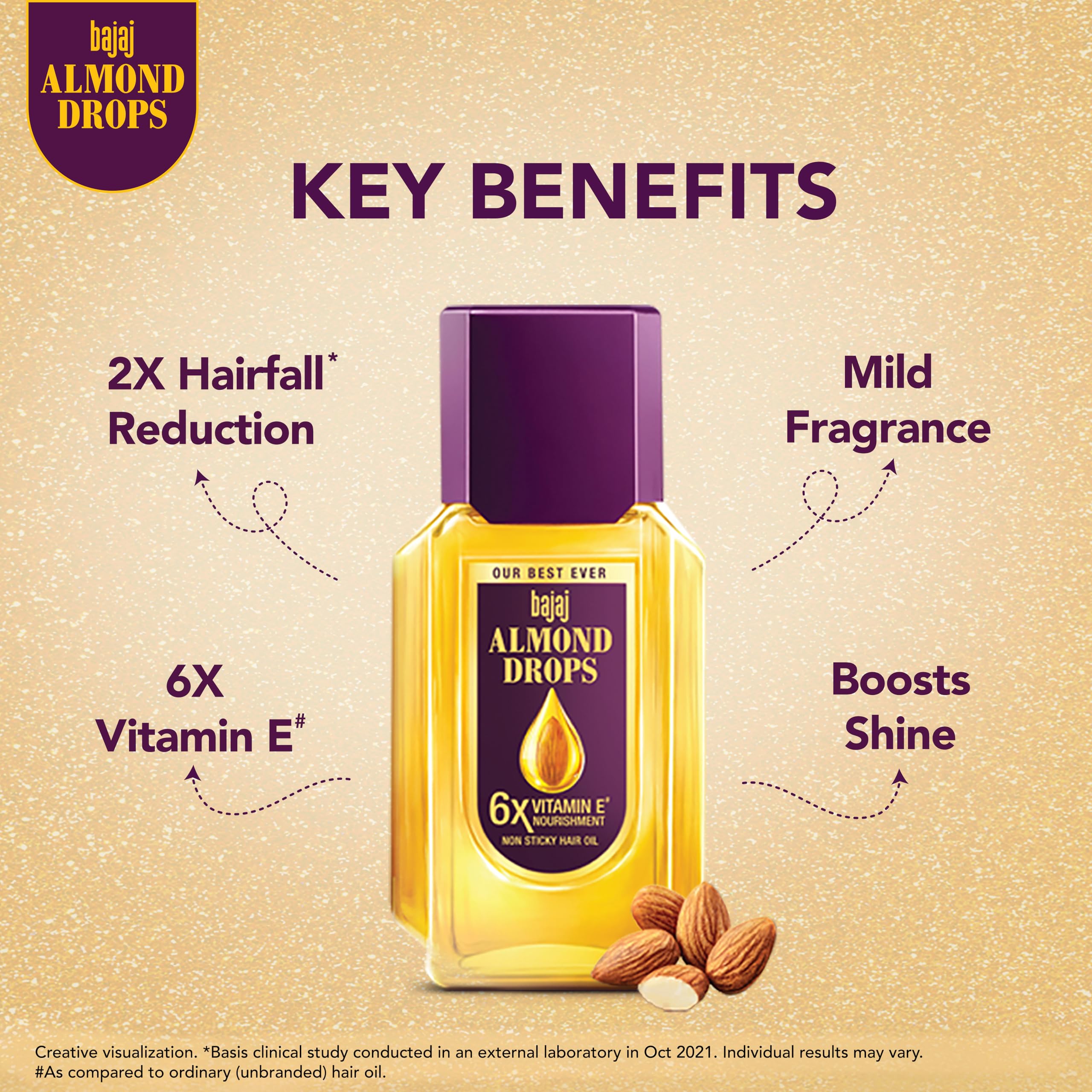 Bajaj Almond Drops being applied in a haircare routine offering nourishment