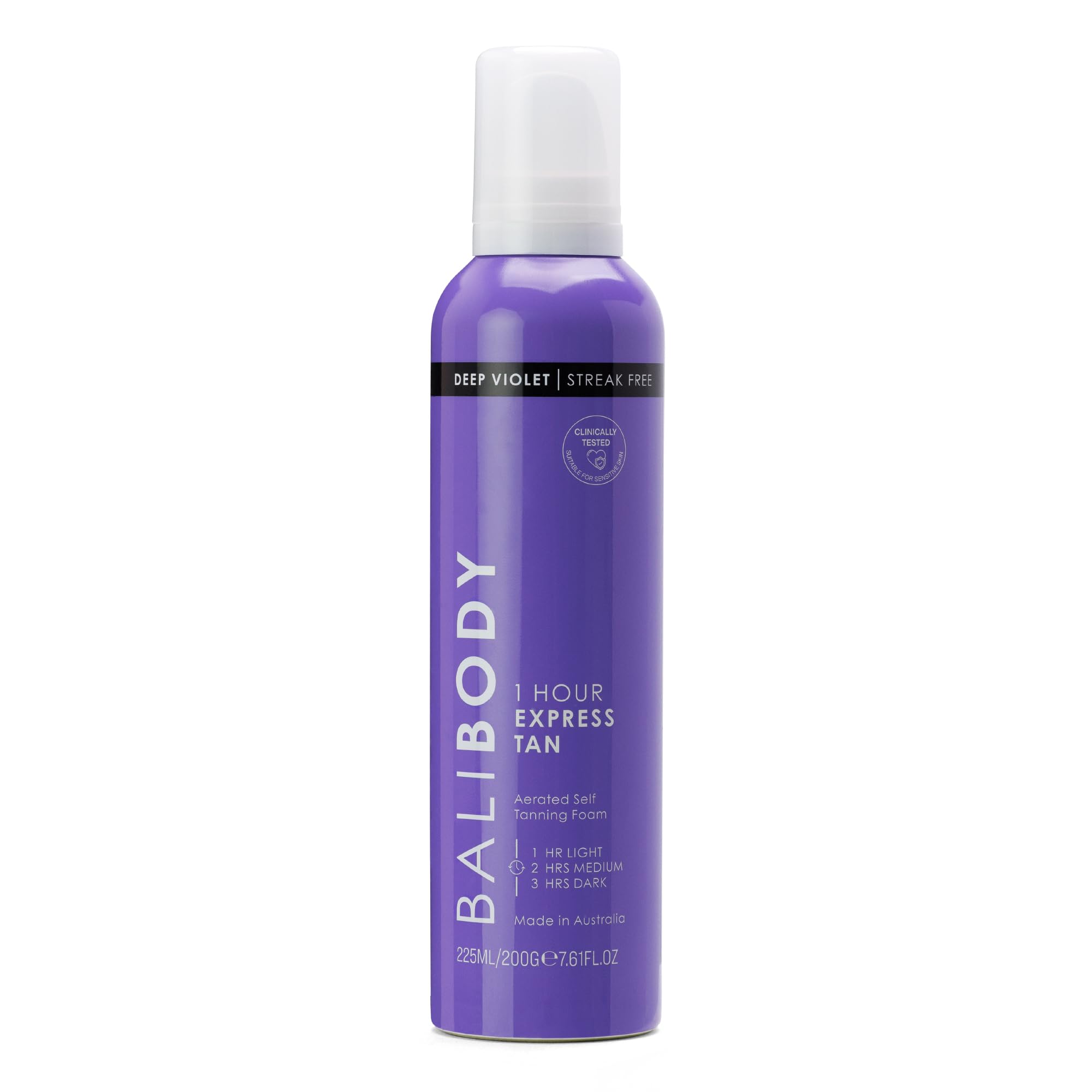 BALI BODY front packaging showing product and violet tint for quick tanning benefit
