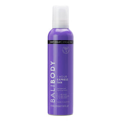 BALI BODY front packaging showing product and violet tint for quick tanning benefit
