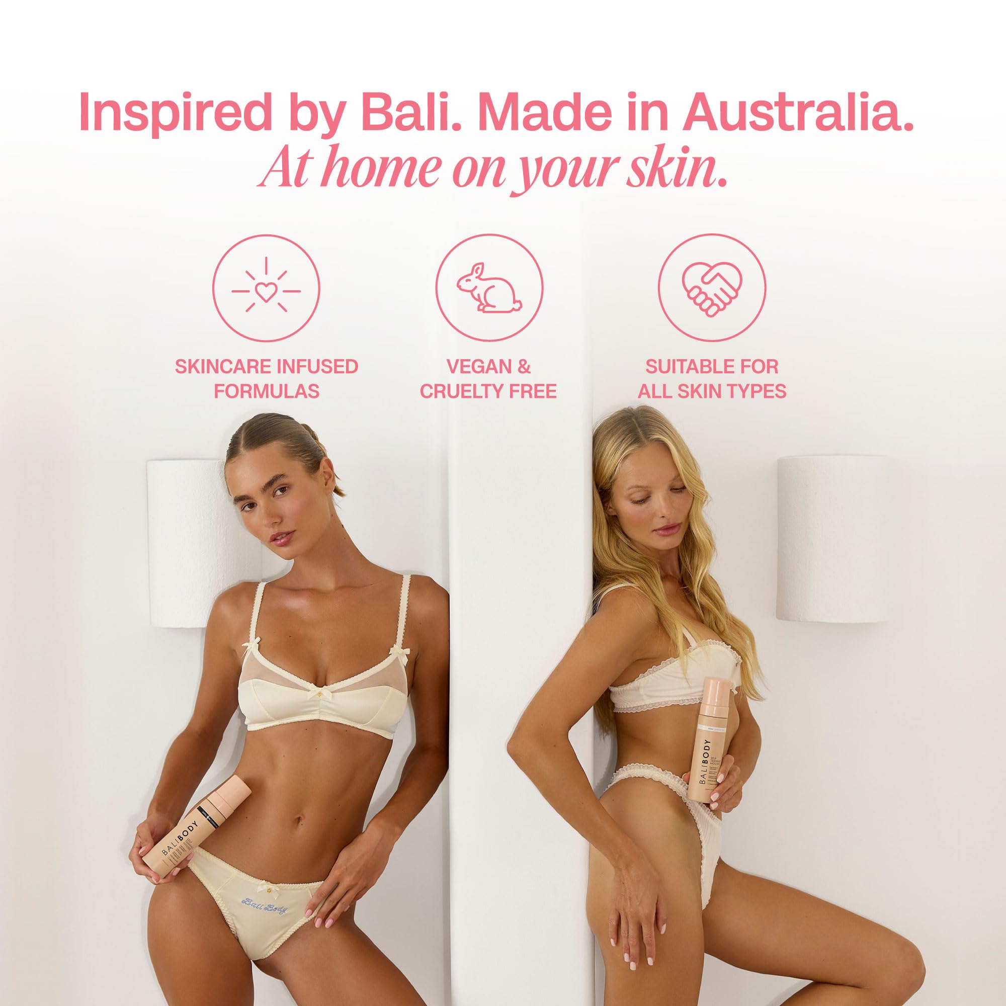 BALI BODY lifestyle beach image displaying hydrated, sun-kissed skin finish