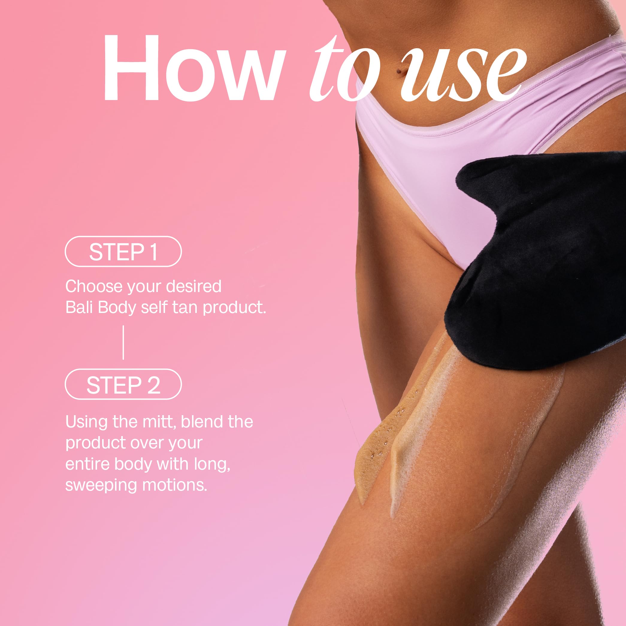 BALI BODY mitt packed in travel bag for portable, mess-free tanning
