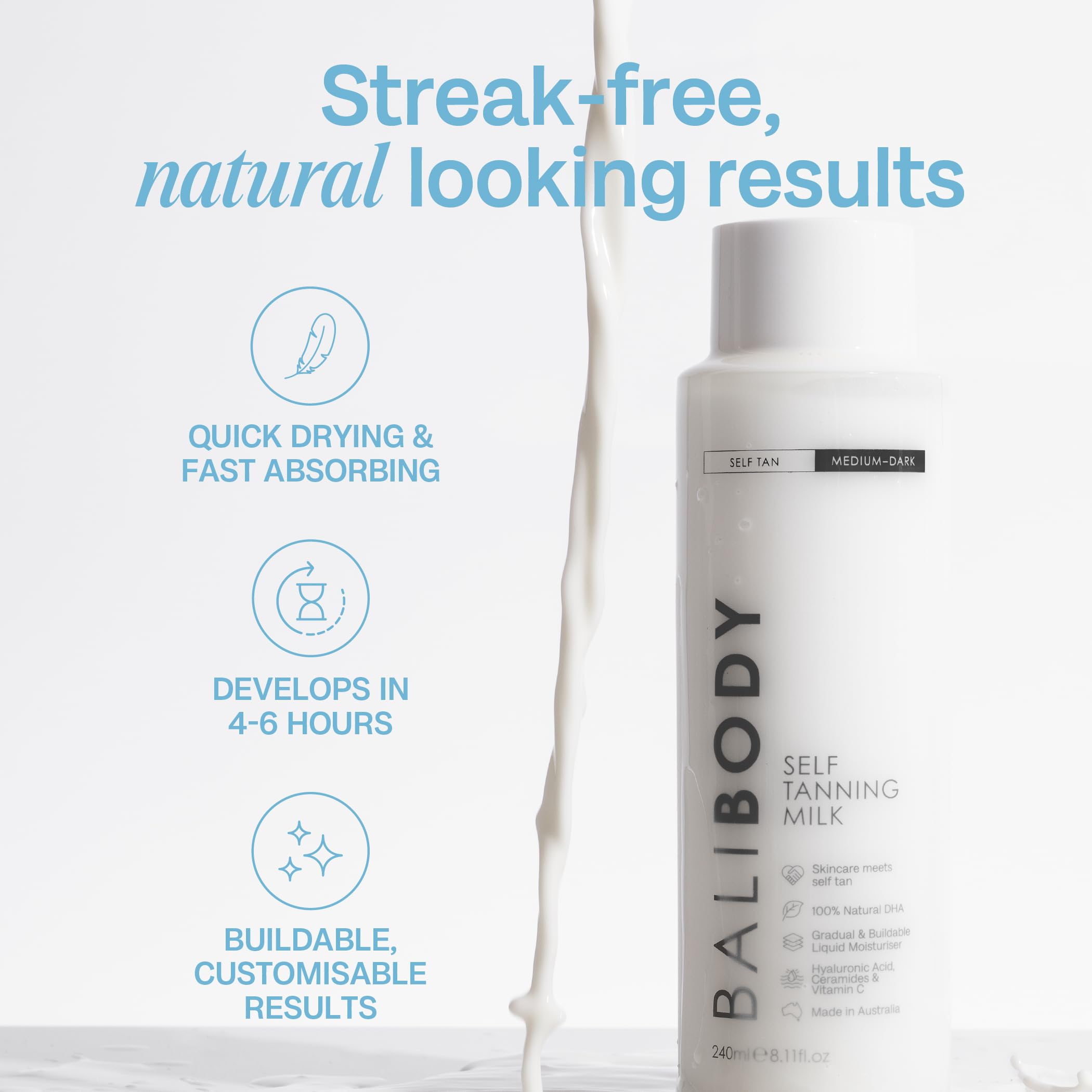BALI BODY 240ml size comparison showing travel-friendly volume benefit