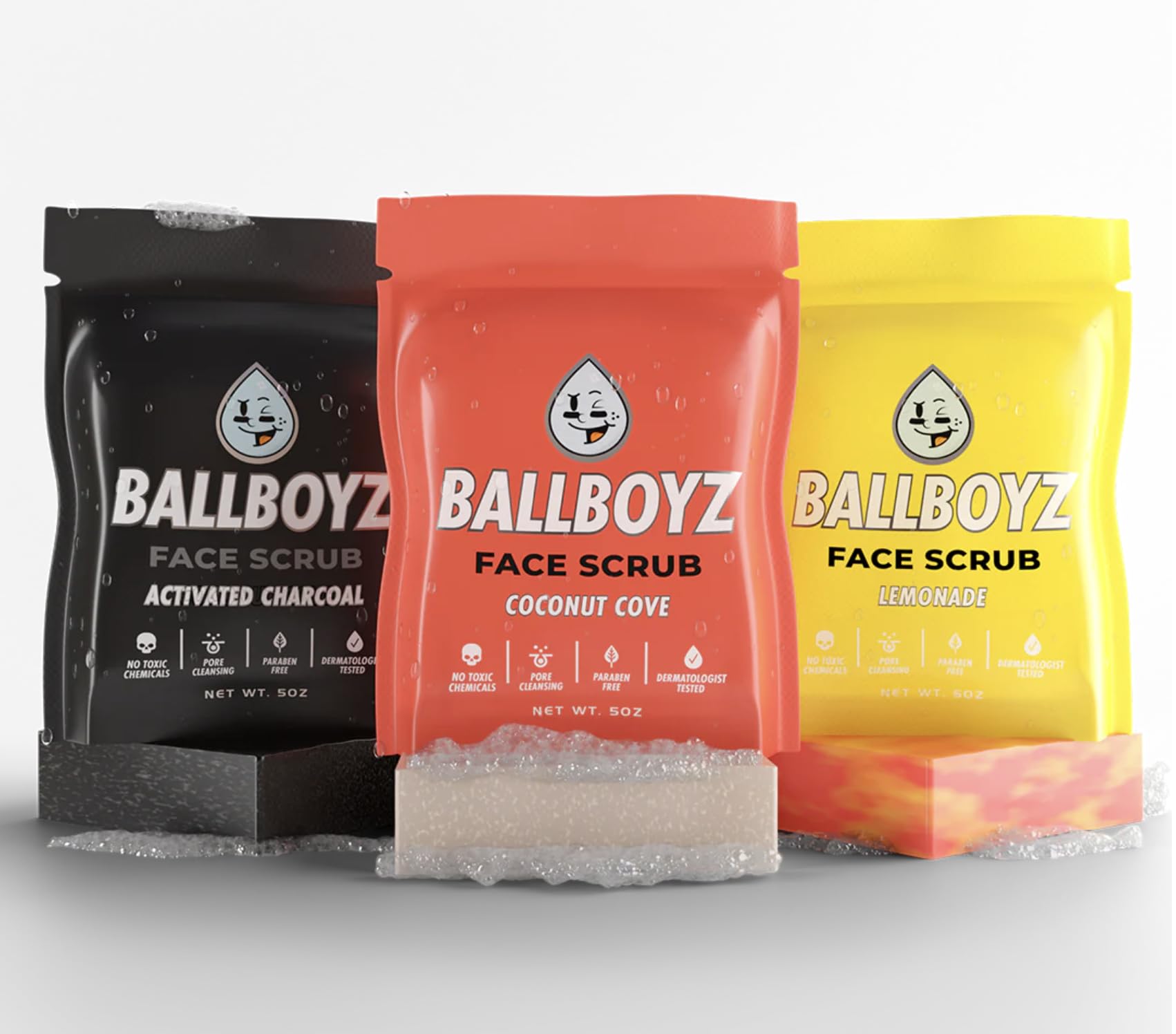 Ballboyz front packaging showing three scent bars and athletic benefits