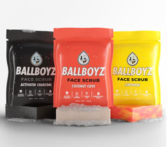 Ballboyz front packaging showing three scent bars and athletic benefits