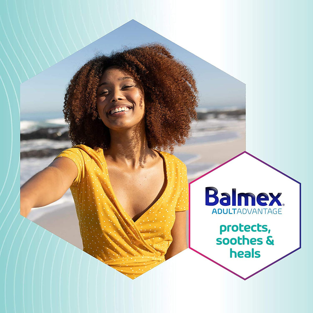Balmex ingredient panel closeup highlighting zinc oxide and botanical additions