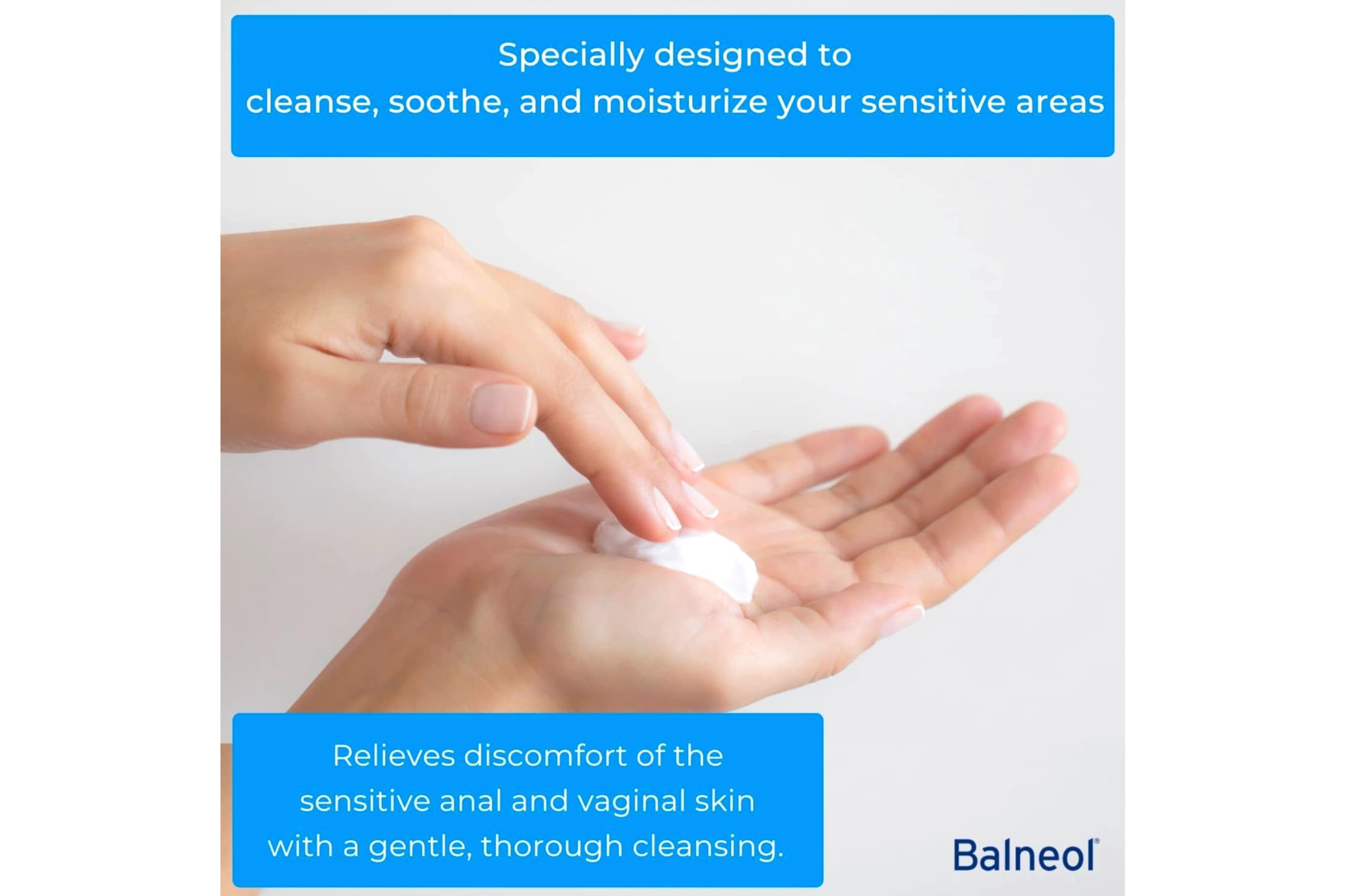 Balneol 3 oz bottle in hand showing compact size and portability benefit