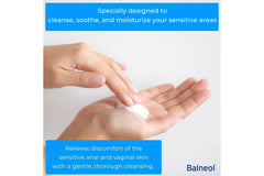 Balneol 3 oz bottle in hand showing compact size and portability benefit