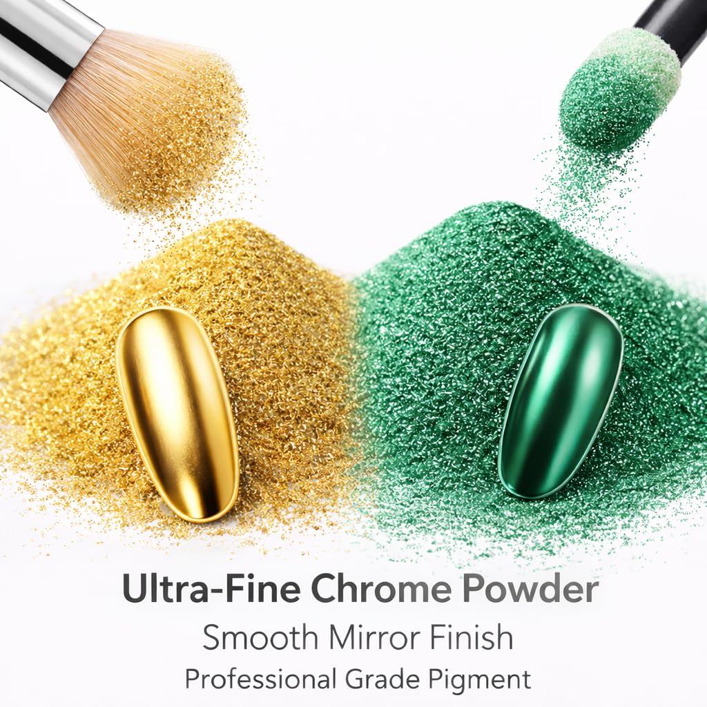 BALTIC DAY nail swatch with chrome application demonstrating mirror-like salon finish