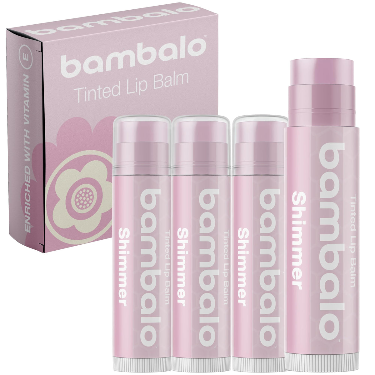Bambalo front packaging showing 4-pack shimmer balms and gifting appeal