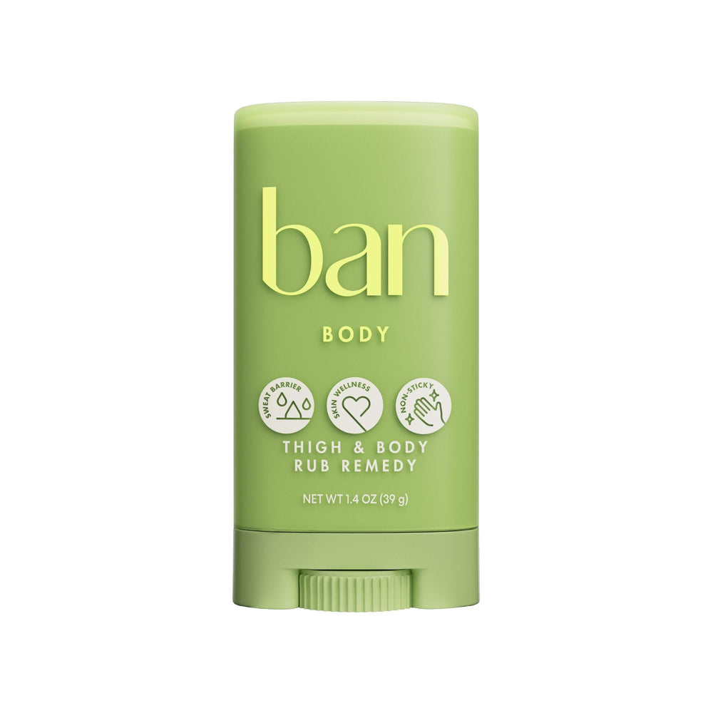 Ban front packaging of anti-friction balm showing size and label, highlights convenience