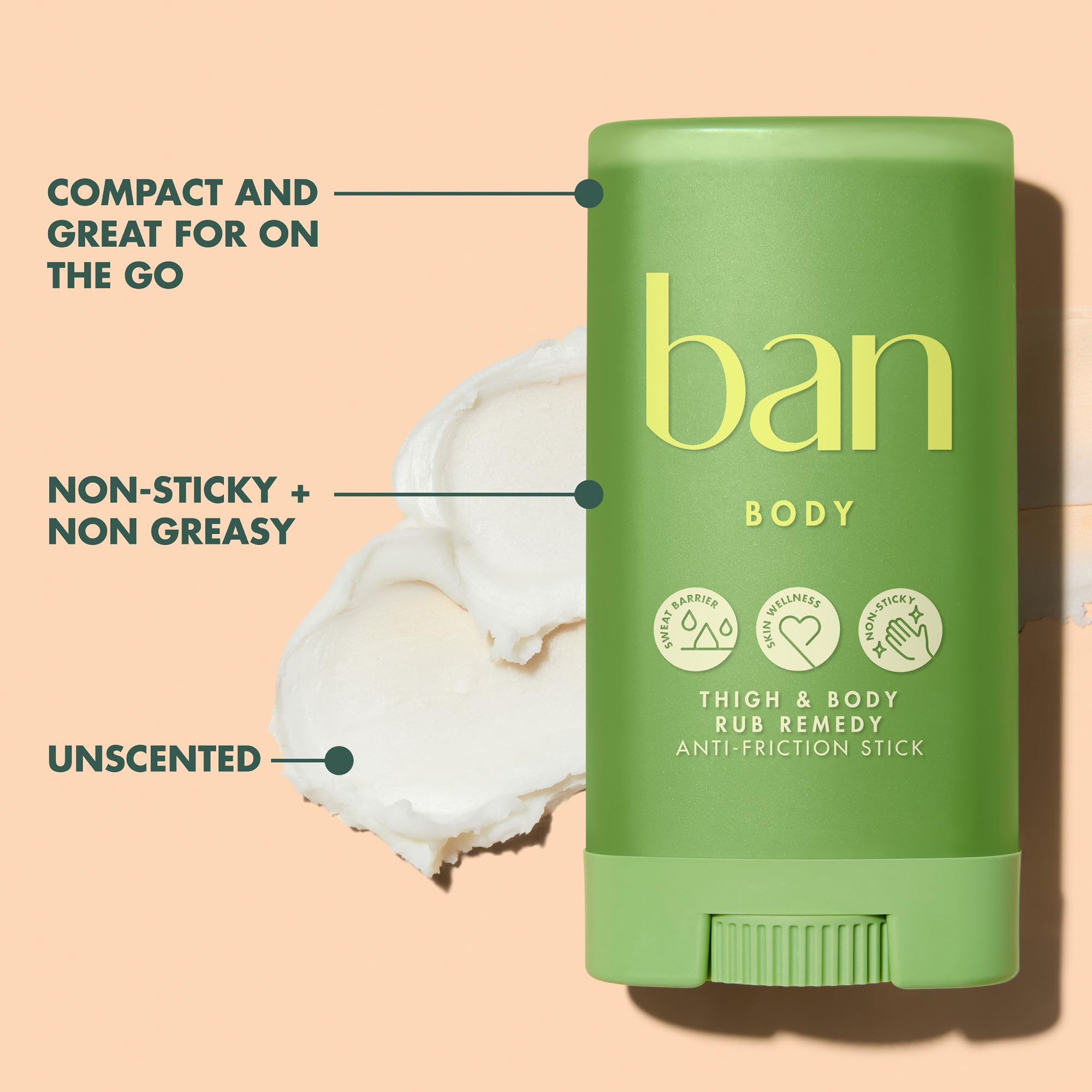 Ban 1.4 oz balm held in hand for scale to show portable on-the-go benefit