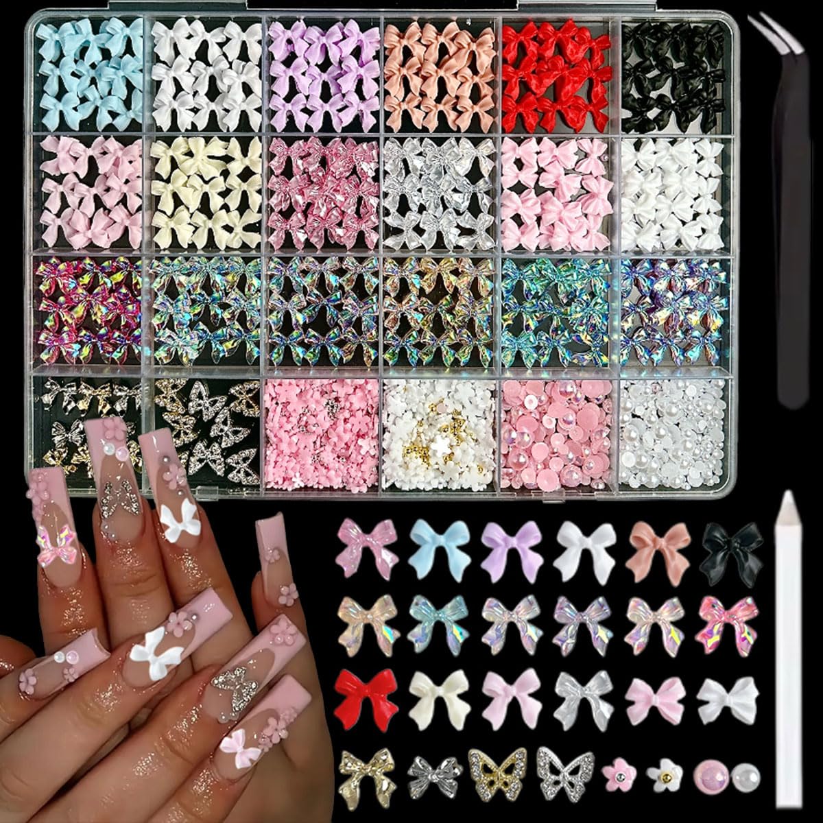 BANA ART front packaging showing clear 24-compartment case and contents for organized storage