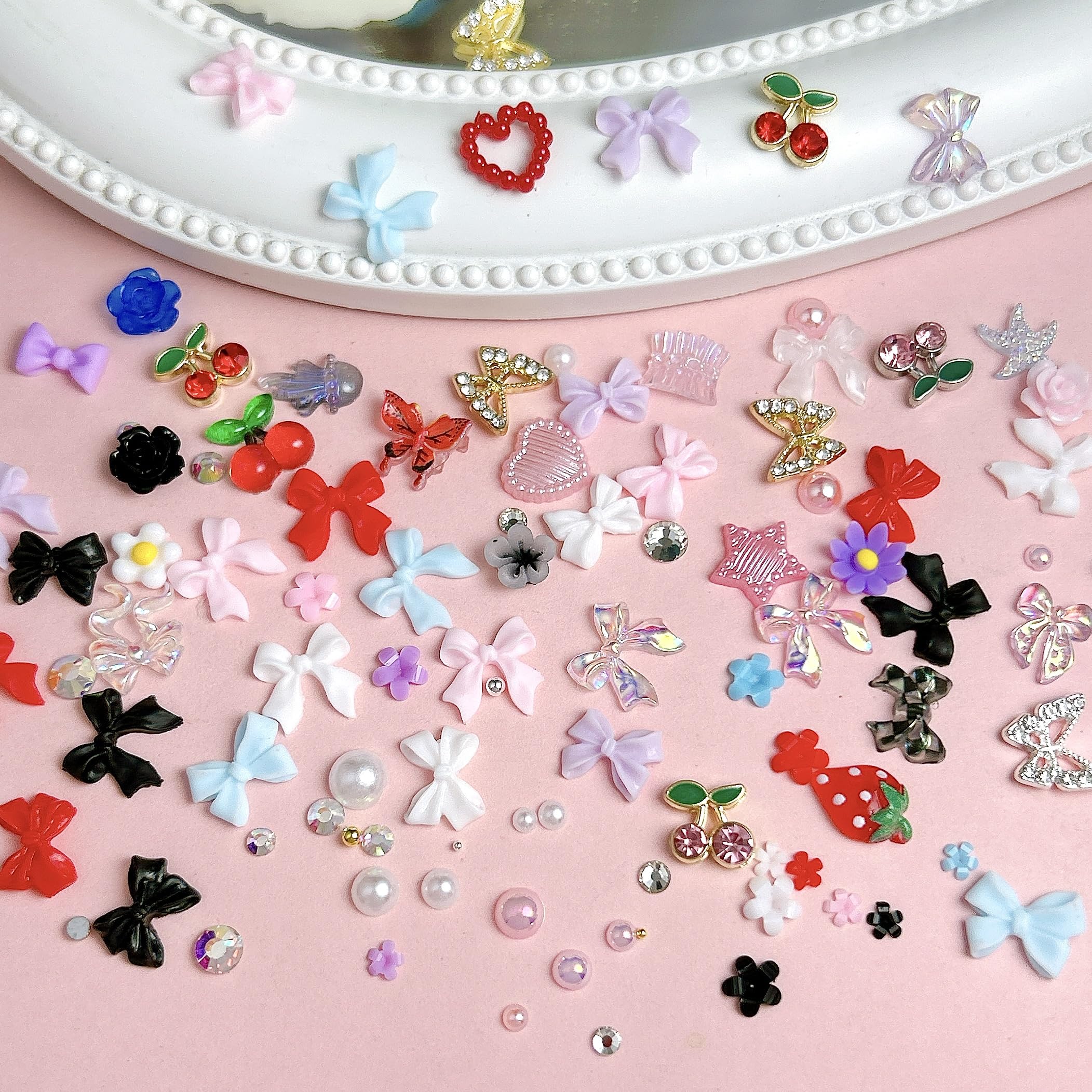 BANA ART metal butterfly and cherry charms detail, adds dazzling shine