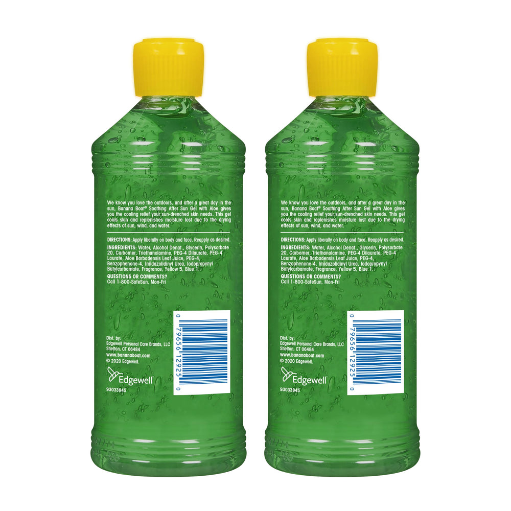 Banana Boat bottle beside sunglasses showing travel-ready after-sun care benefit