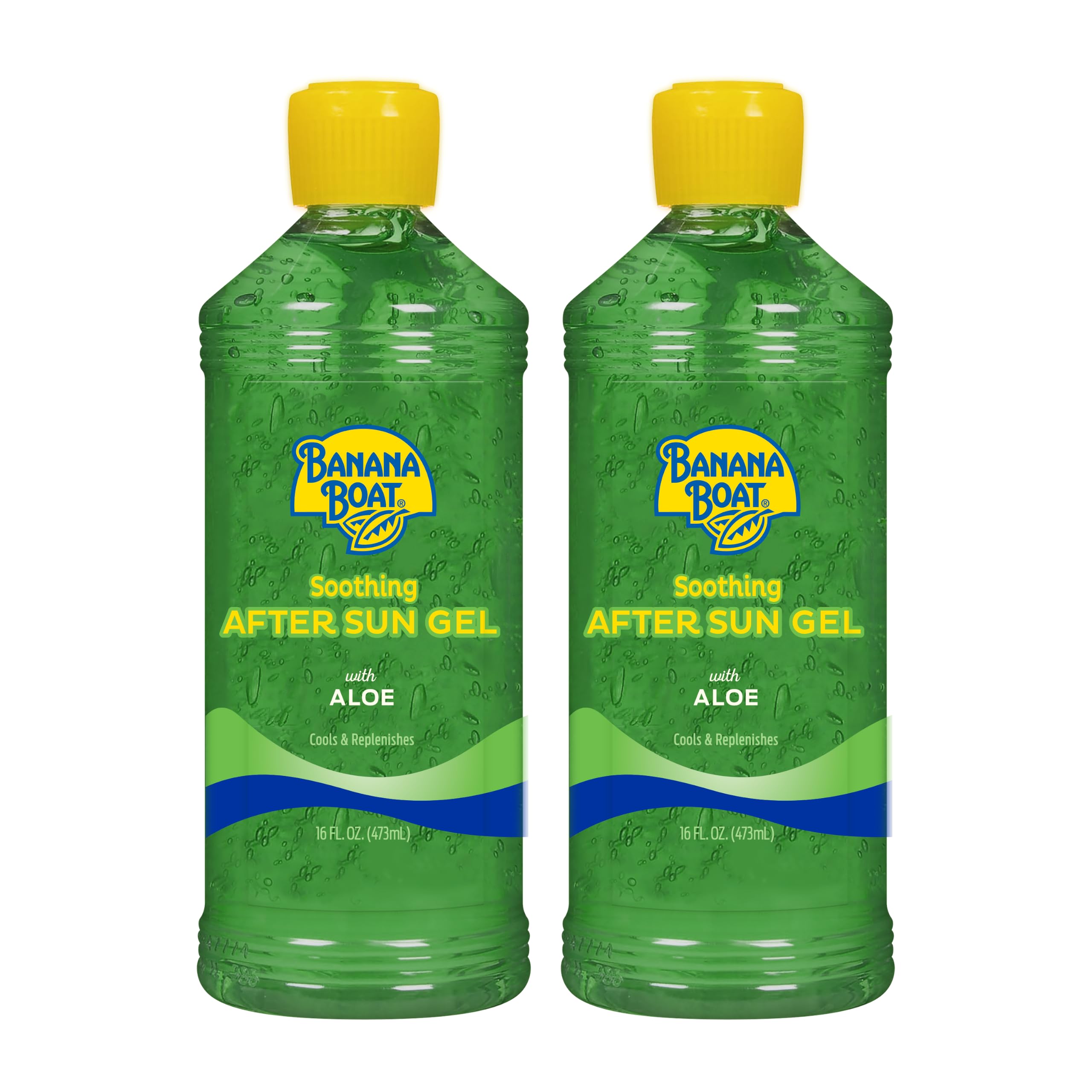 Banana Boat front packaging showing twin 16 fl oz bottles for post-sun relief