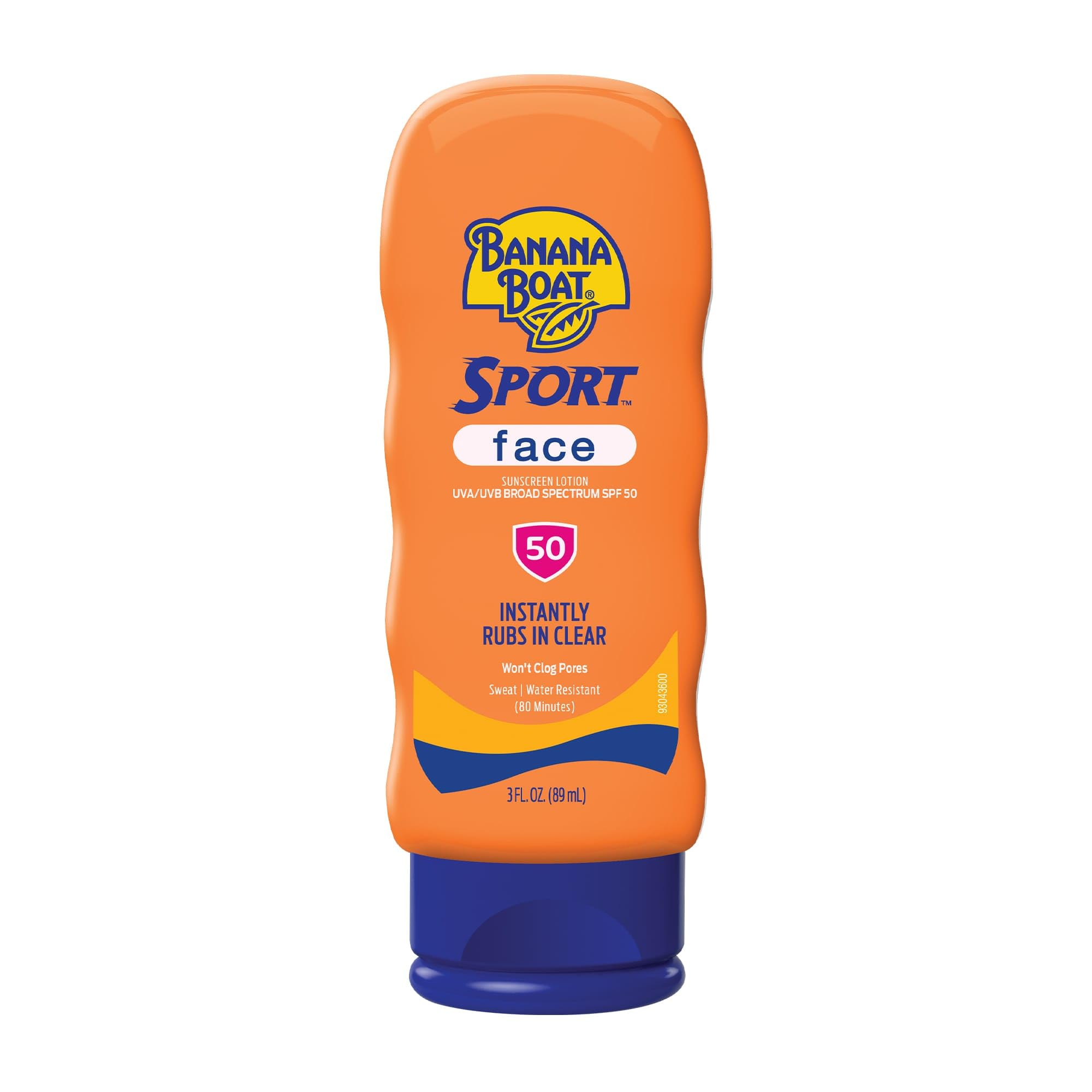 Banana Boat front tube showing SPF 50 travel-size and clear benefits