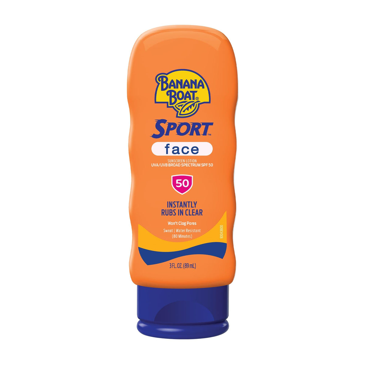 Banana Boat front tube showing SPF 50 travel-size and clear benefits