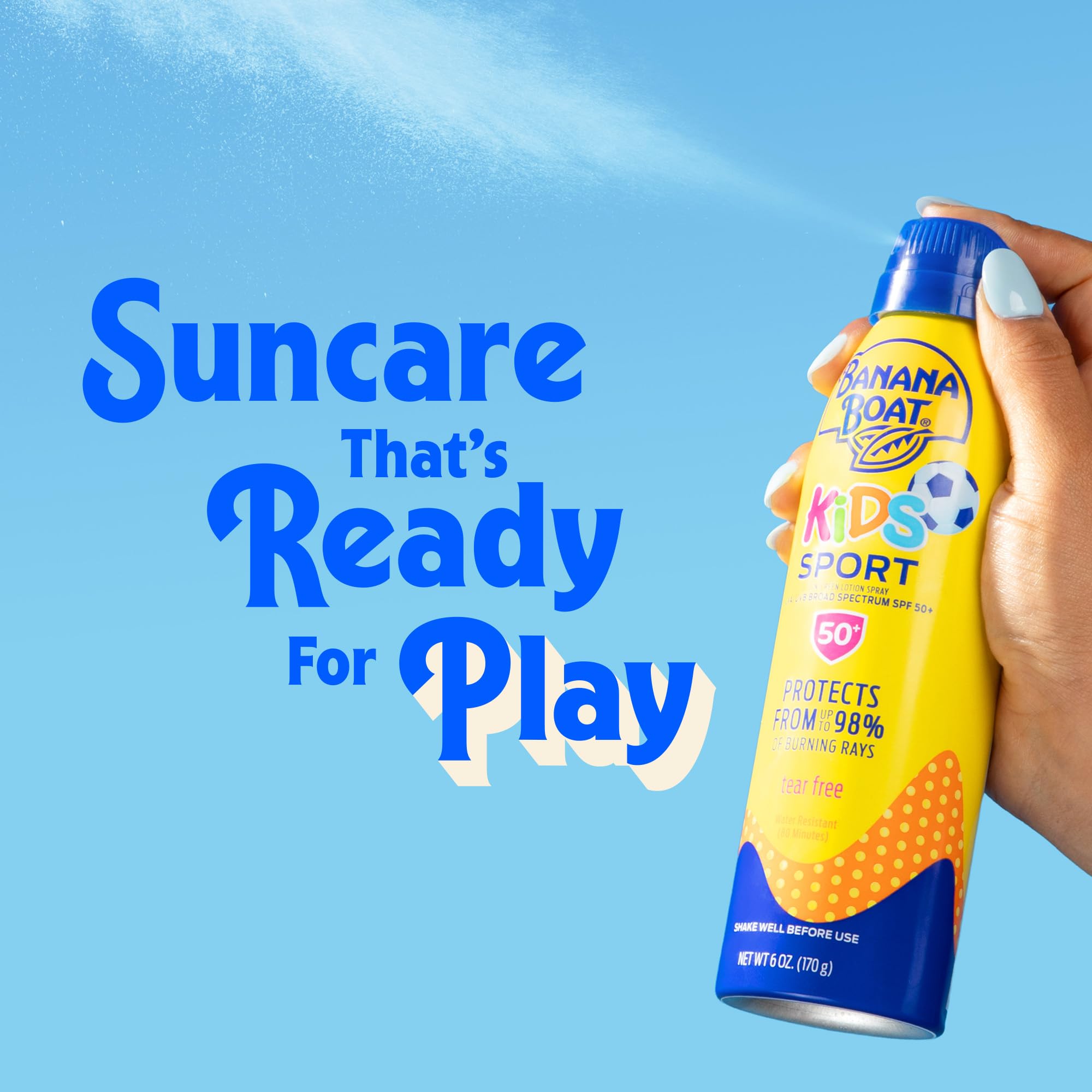 Banana Boat close-up of clear spray texture for fast absorption
