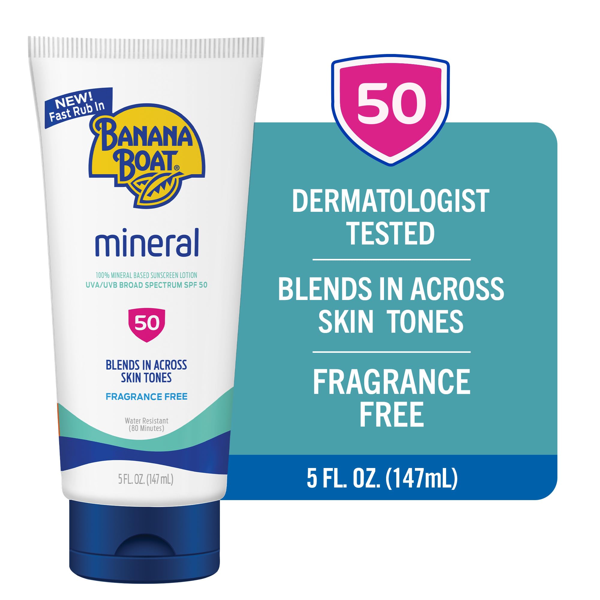 Banana Boat mineral texture close-up demonstrating lightweight, fast-absorbing lotion