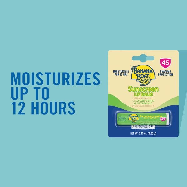 Banana Boat open tube being applied to lips for quick protection
