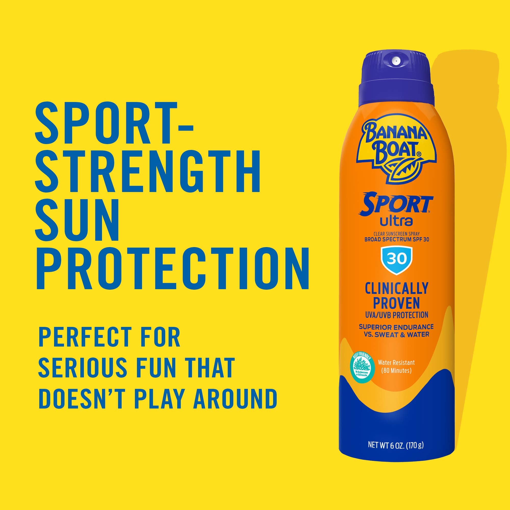 Banana Boat spray nozzle close-up for quick, even application benefit