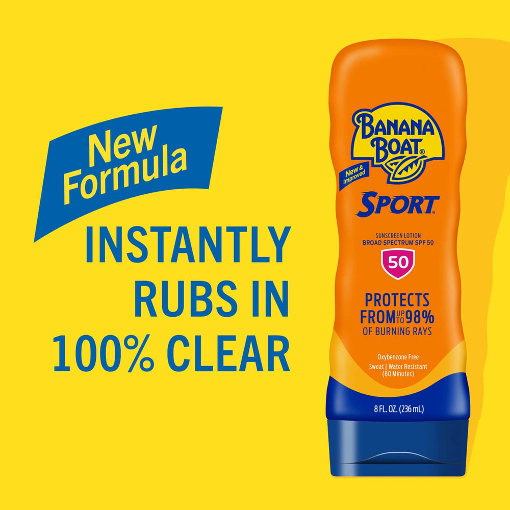 Banana Boat lotion texture close-up fast-absorbing, non-greasy feel