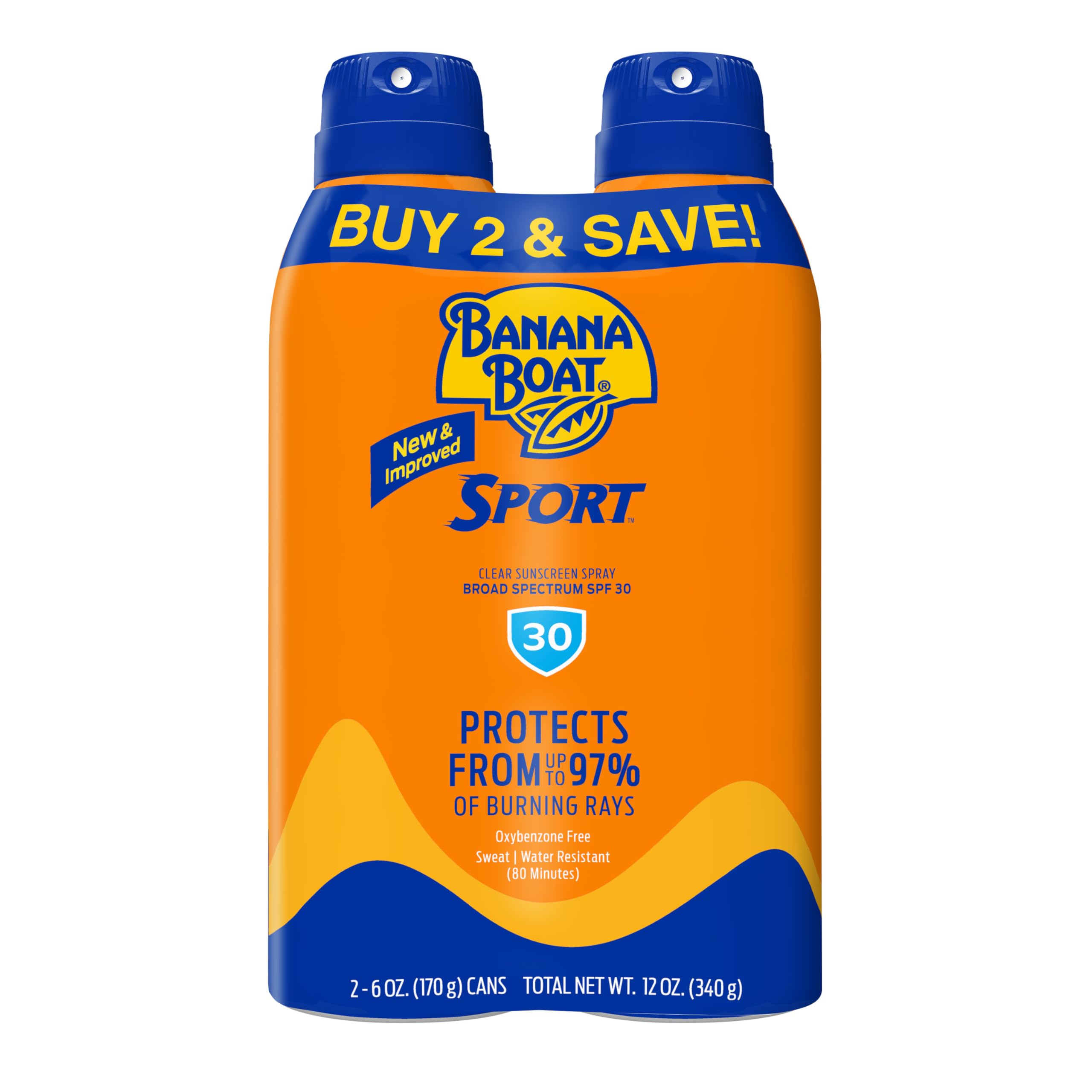 Banana Boat front pack showing SPF 30 and sport branding for reliable protection
