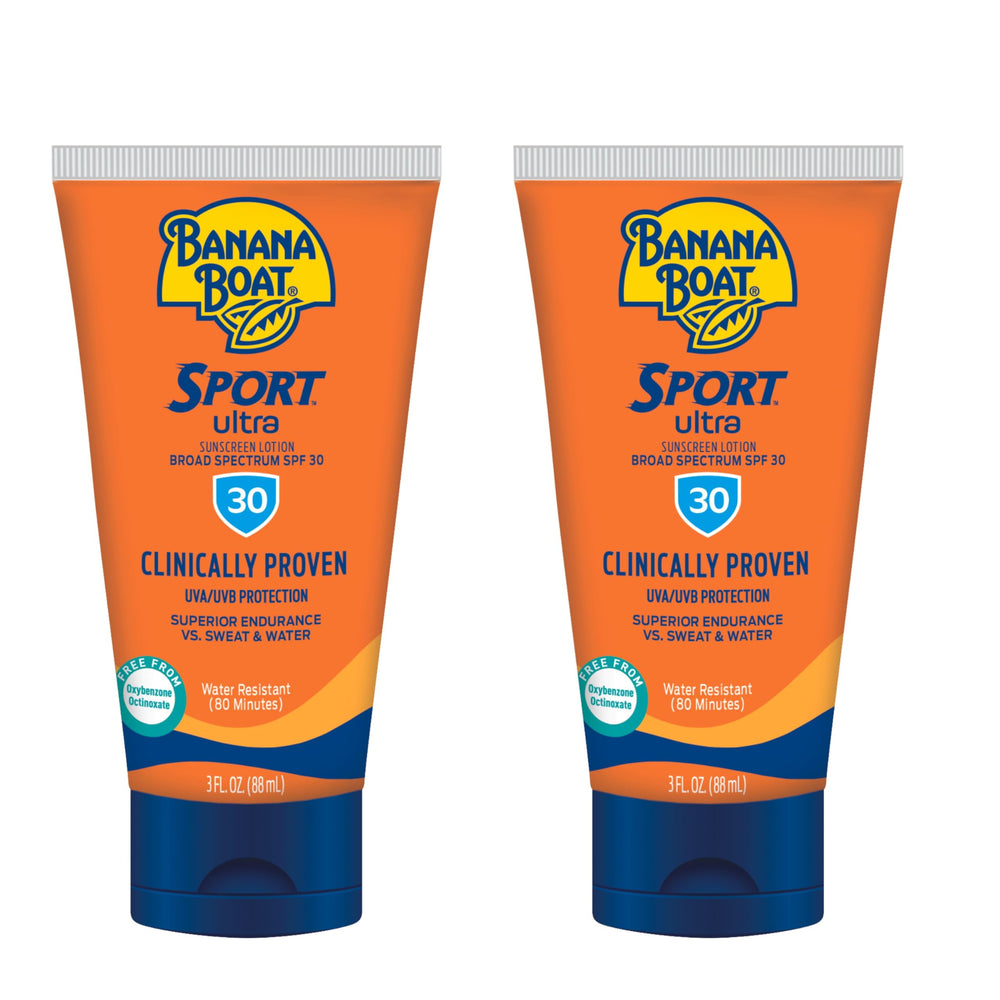 Banana Boat front packaging showing SPF 30 and twin travel convenience