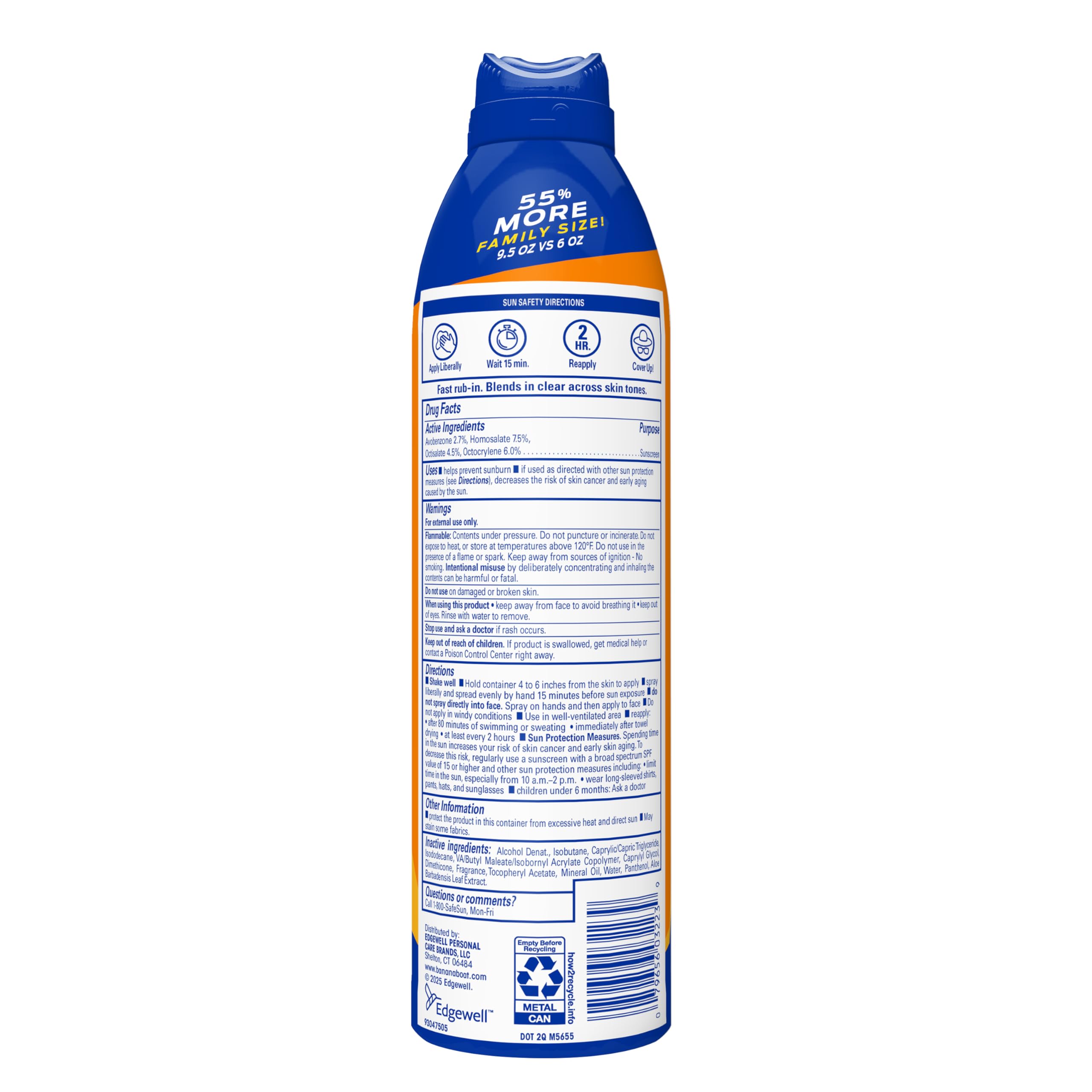 Banana Boat ingredients panel closeup for transparent product information