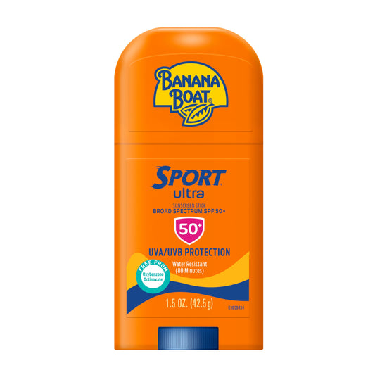 Banana Boat Sport Ultra stick front packaging showing compact design and SPF benefit