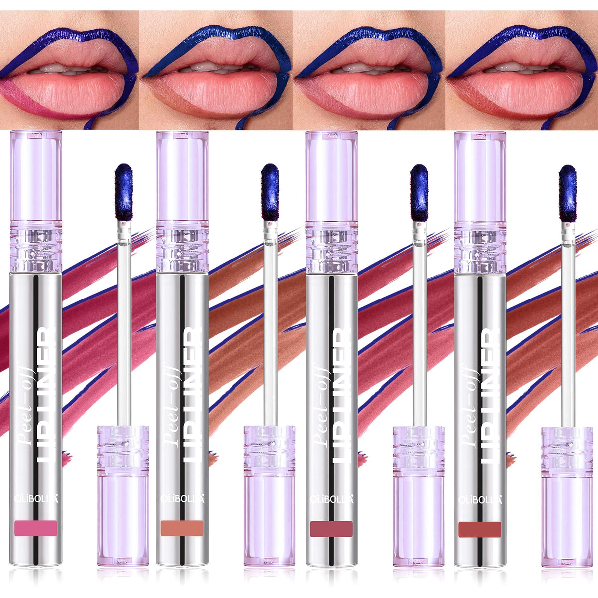BANGFENG front packaging showing four peel-off lip liners and color variety for easy selection