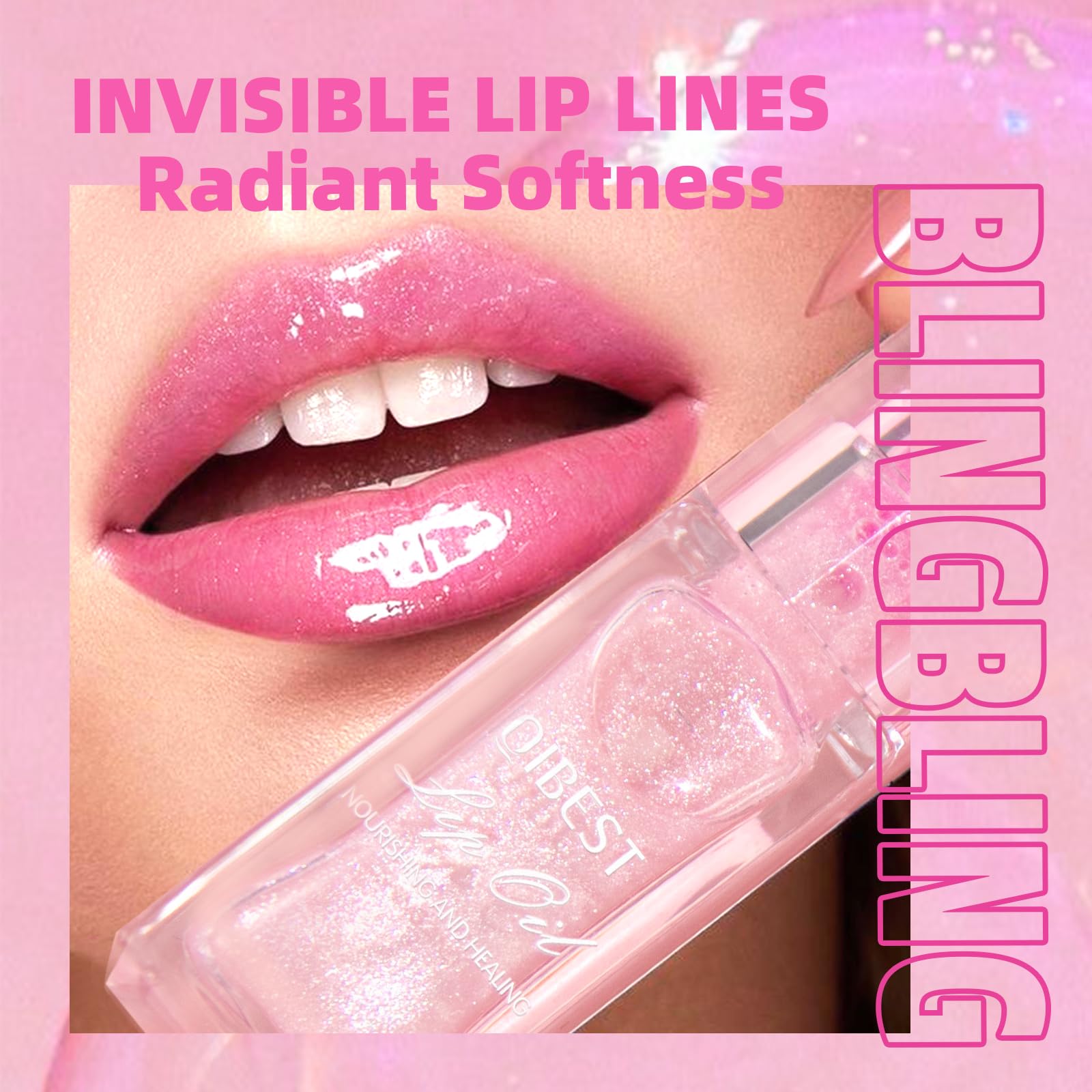 BANGFENG lip oil applied on model lips delivering personalized color and glow