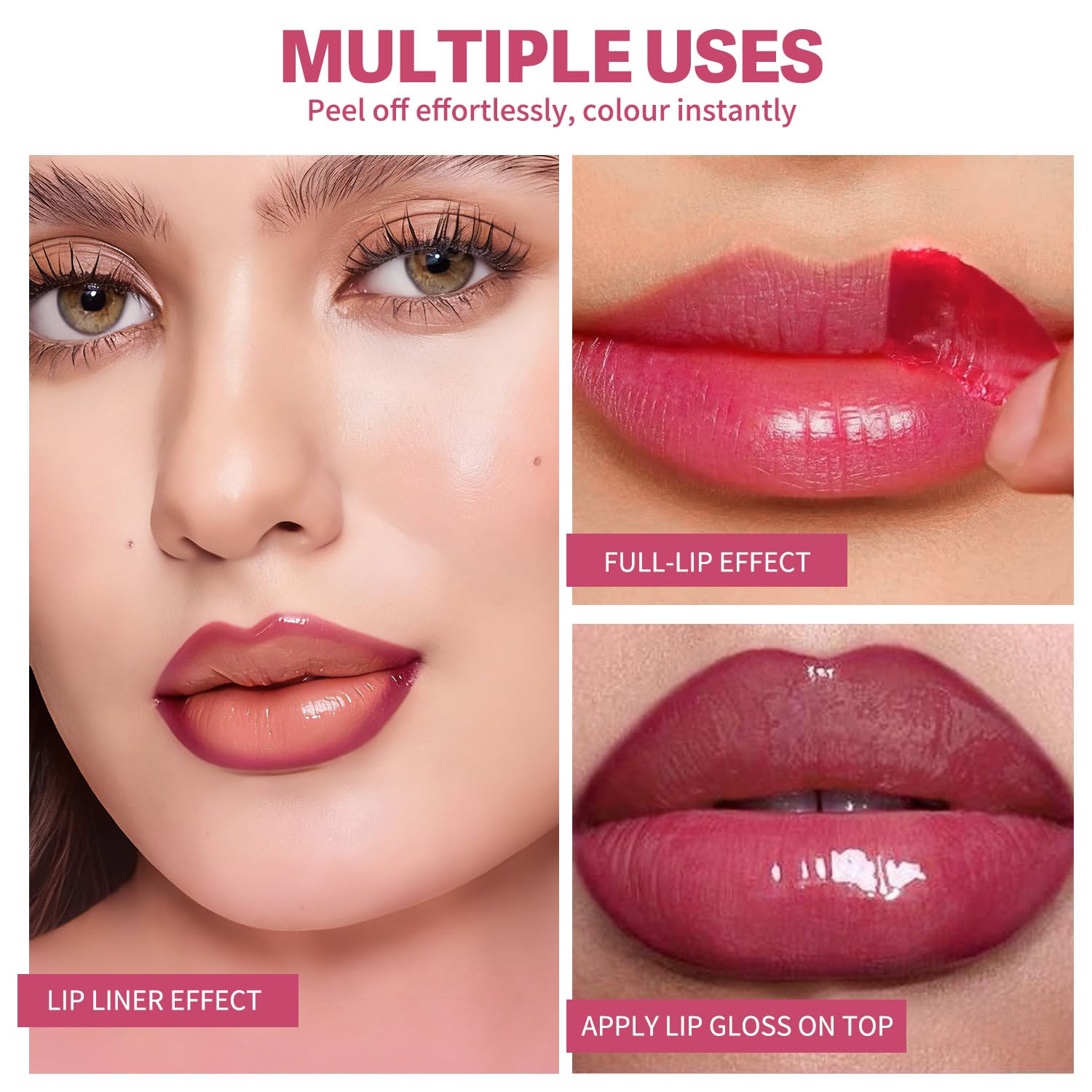 BANGFENG peeled lip stain in use demonstrating defined edge and smudge resistance
