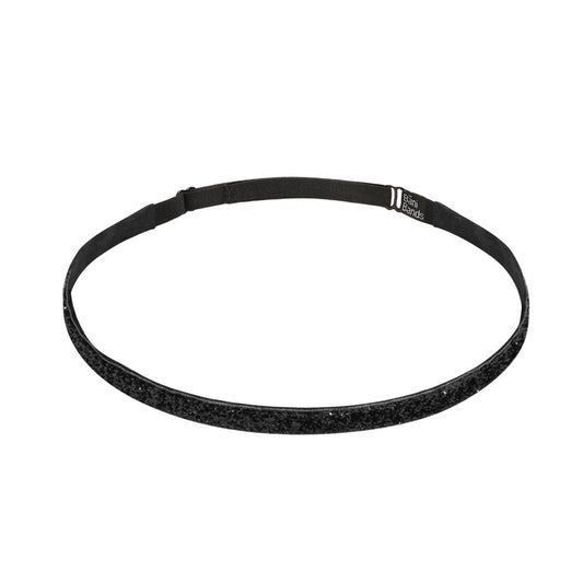 Bani Bands glitter black headband front view shows slim sparkly design and comfort