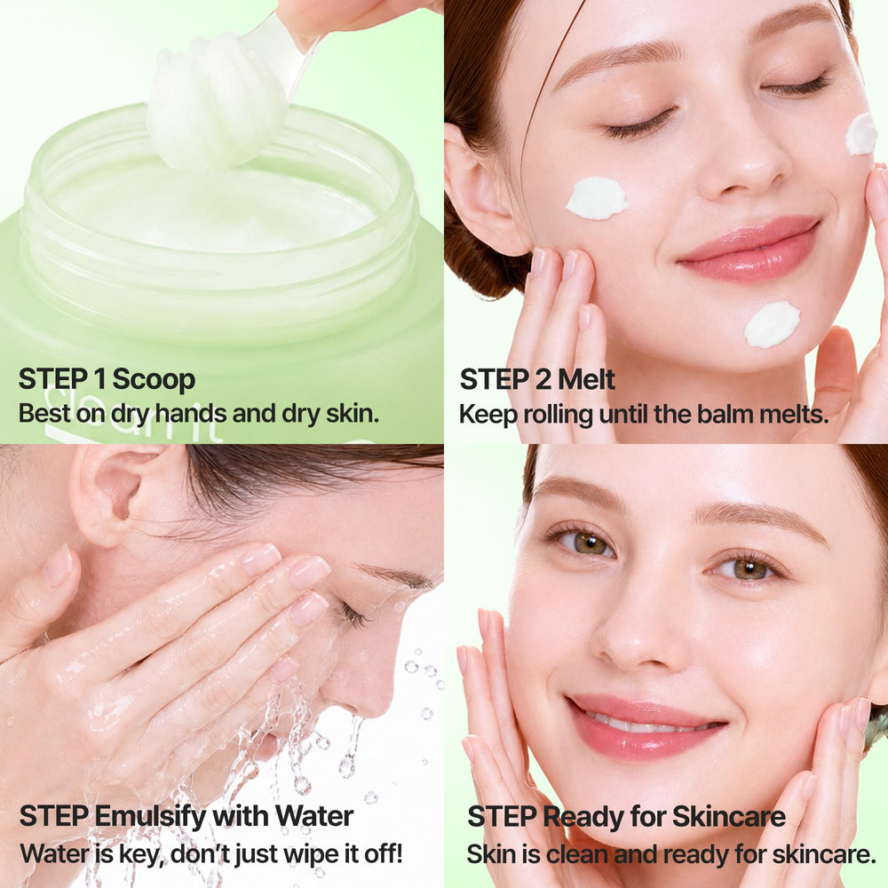 BANILA CO balm on fingertips demonstrating easy massage and breakdown of makeup