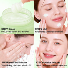 BANILA CO balm on fingertips demonstrating easy massage and breakdown of makeup