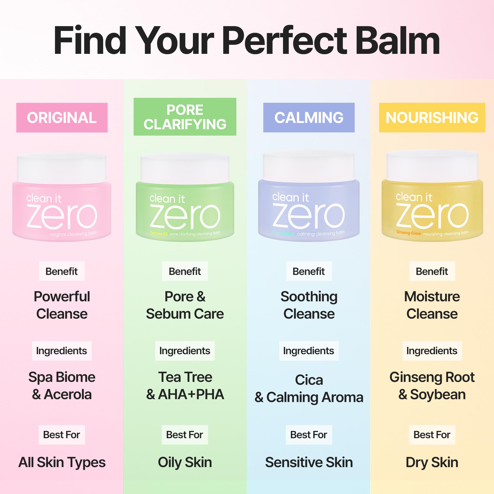 BANILA CO balm melting on fingertip, demonstrates quick makeup dissolving benefit