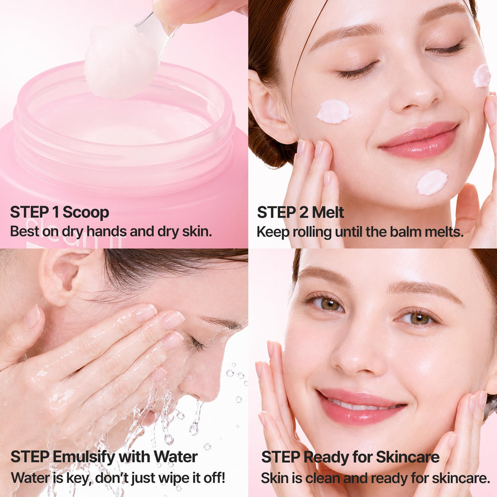 BANILA CO emulsified milky texture in palm, easy rinse and gentle finish benefit