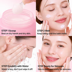 BANILA CO emulsified milky texture in palm, easy rinse and gentle finish benefit