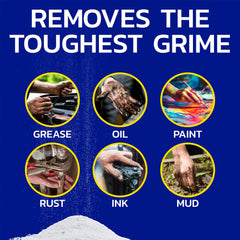 Banner Chemical in-use by mechanic scrubbing oily hands for powerful shop cleaning