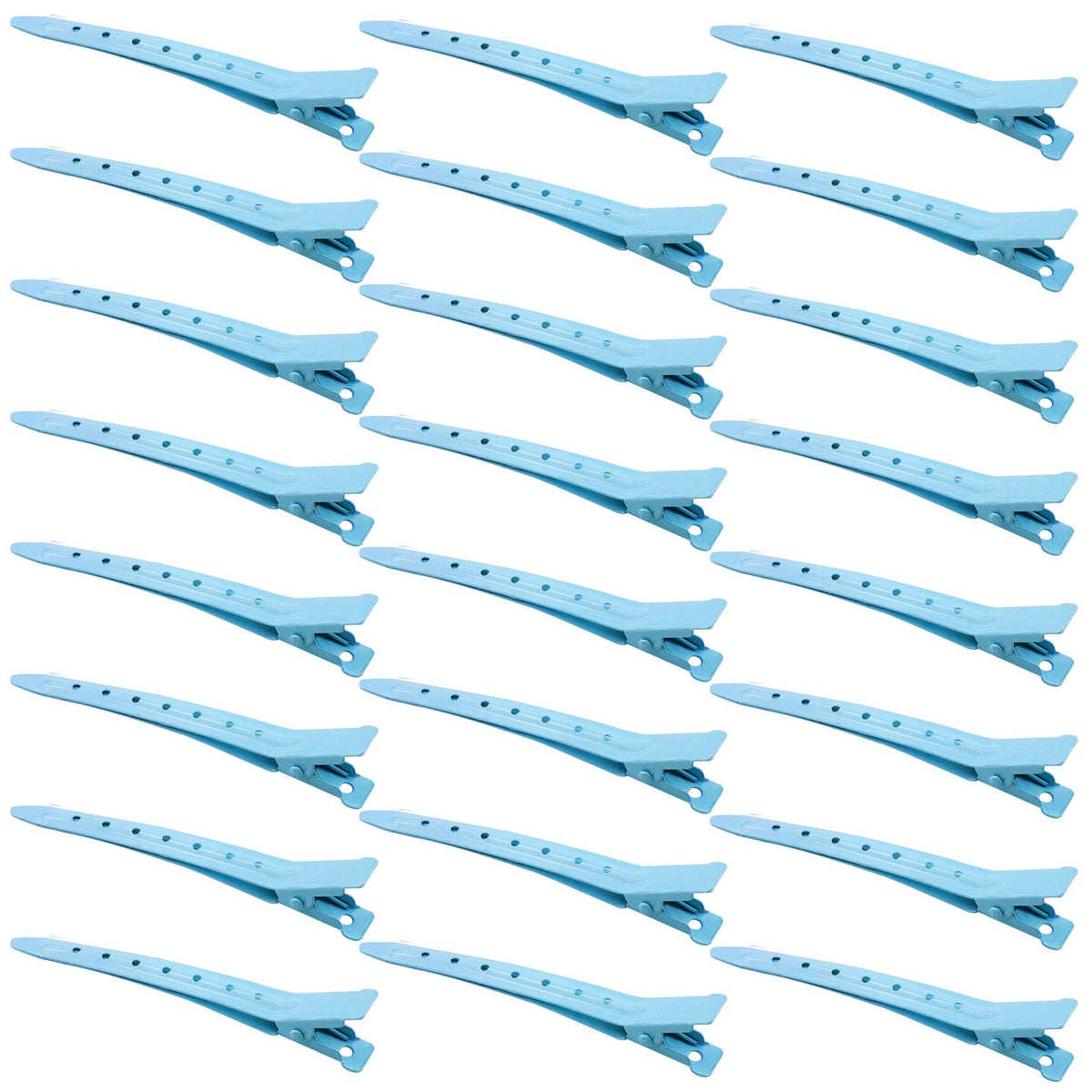 Bantoye front view of 24 blue duck bill clips showing pack contents benefit organization