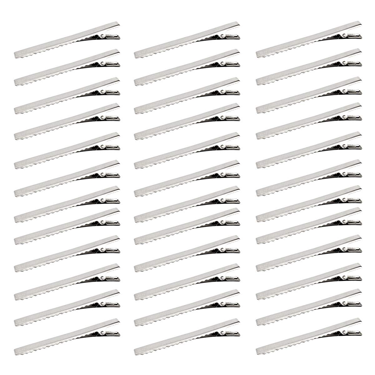 Bantoye front view of 60 silver alligator clips showing quantity and packaging benefits