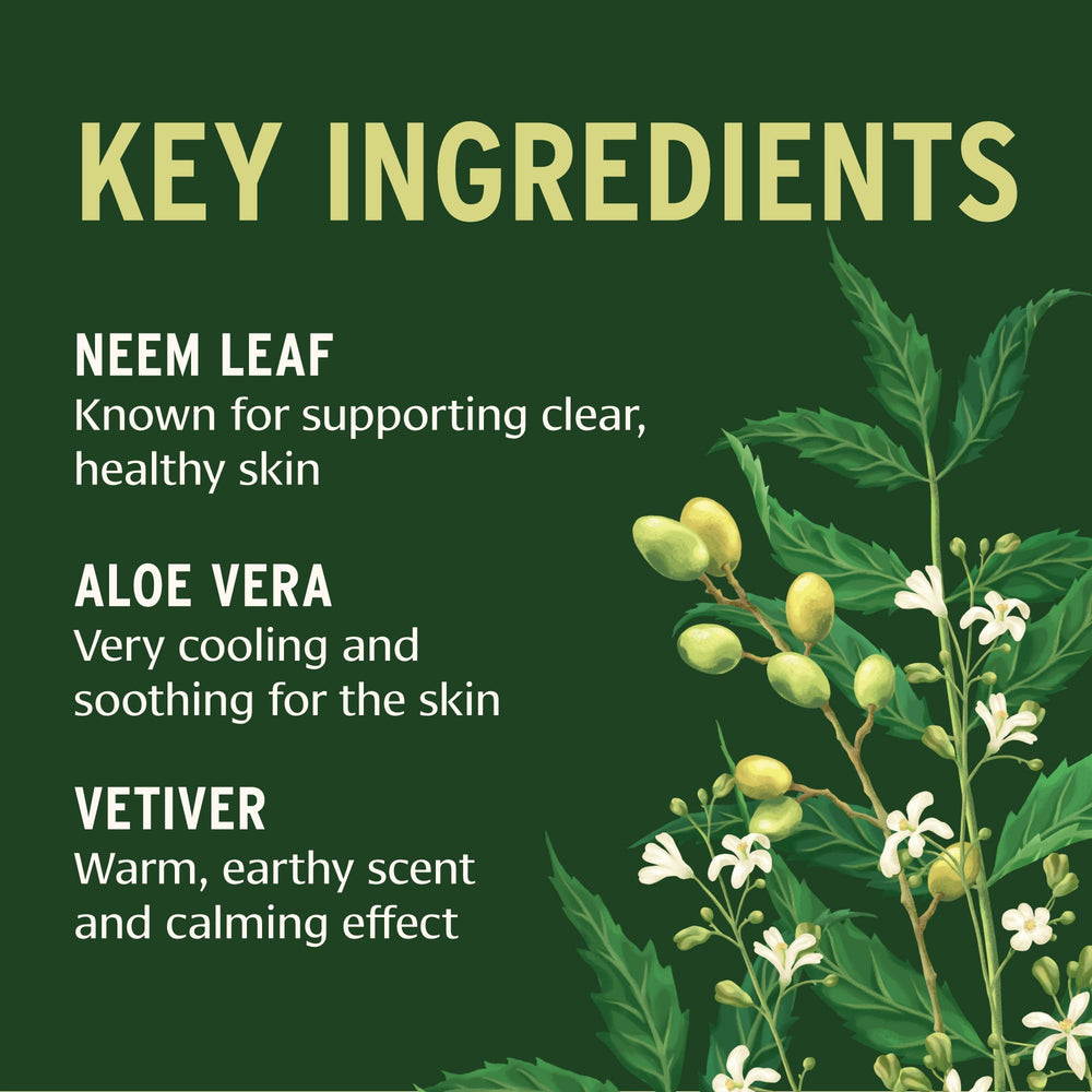 Banyan Botanicals soap bar texture close-up showing fine neem exfoliant