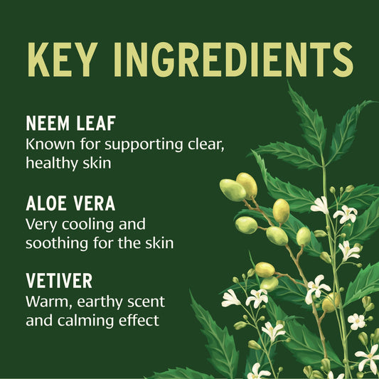 Banyan Botanicals soap bar texture close-up showing fine neem exfoliant